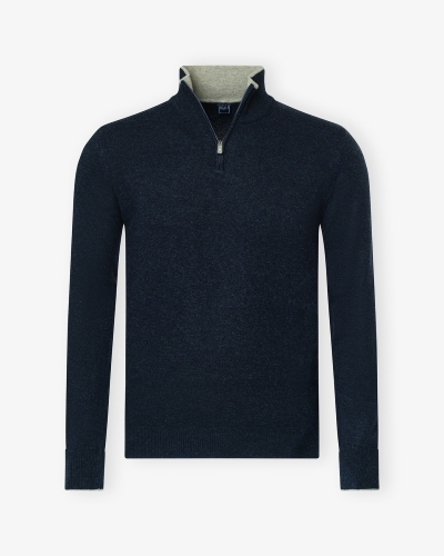 Fedeli - Half zip wool cashmere - Navy