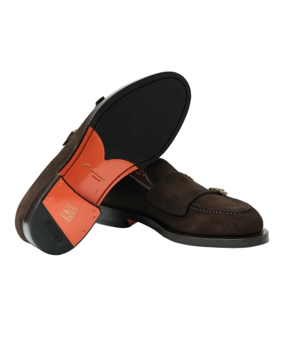 Santoni - Calf suede loafer - Goodyear - Brown
