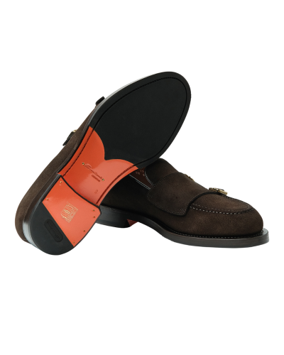 Santoni - Calf suede loafer - Goodyear - Brown