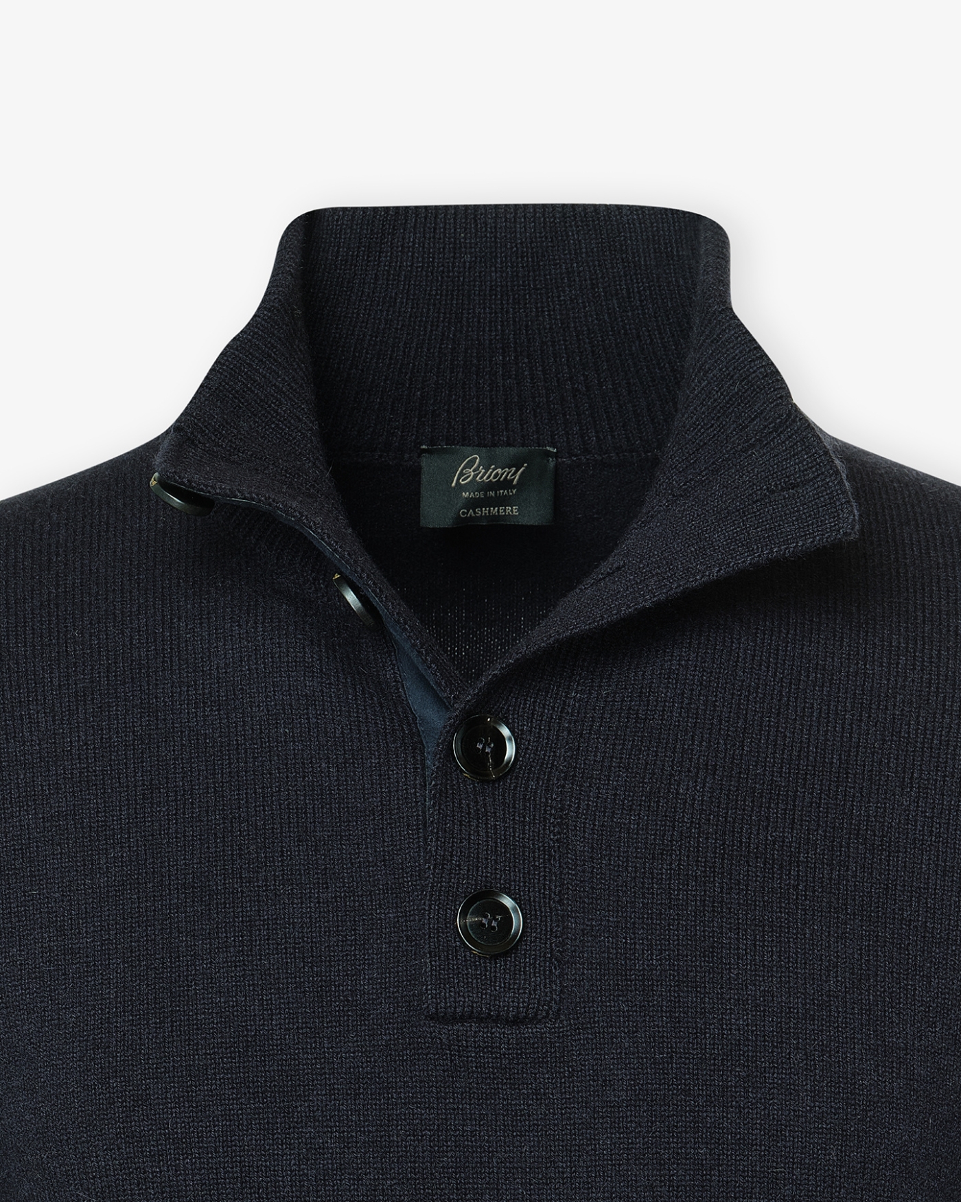 Brioni - Buttoned mock neck - Cashmere - Navy