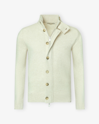 LHDA - Vest virgin wool with zipper and buttons - Cream