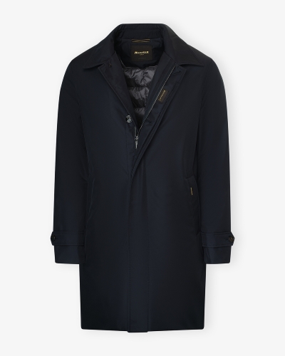 MooRER - Padded overcoat with silk - Navy
