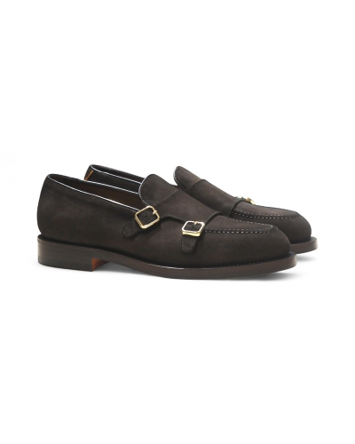 Santoni - Double buckle loafer - Goodyear - Brown