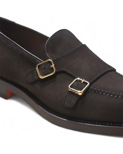Santoni - Double buckle loafer - Goodyear - Brown