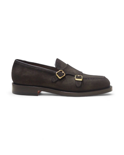 Santoni - Double buckle loafer - Goodyear - Brown