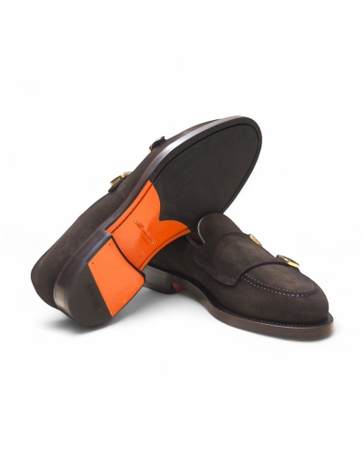 Santoni - Double buckle loafer - Goodyear - Brown