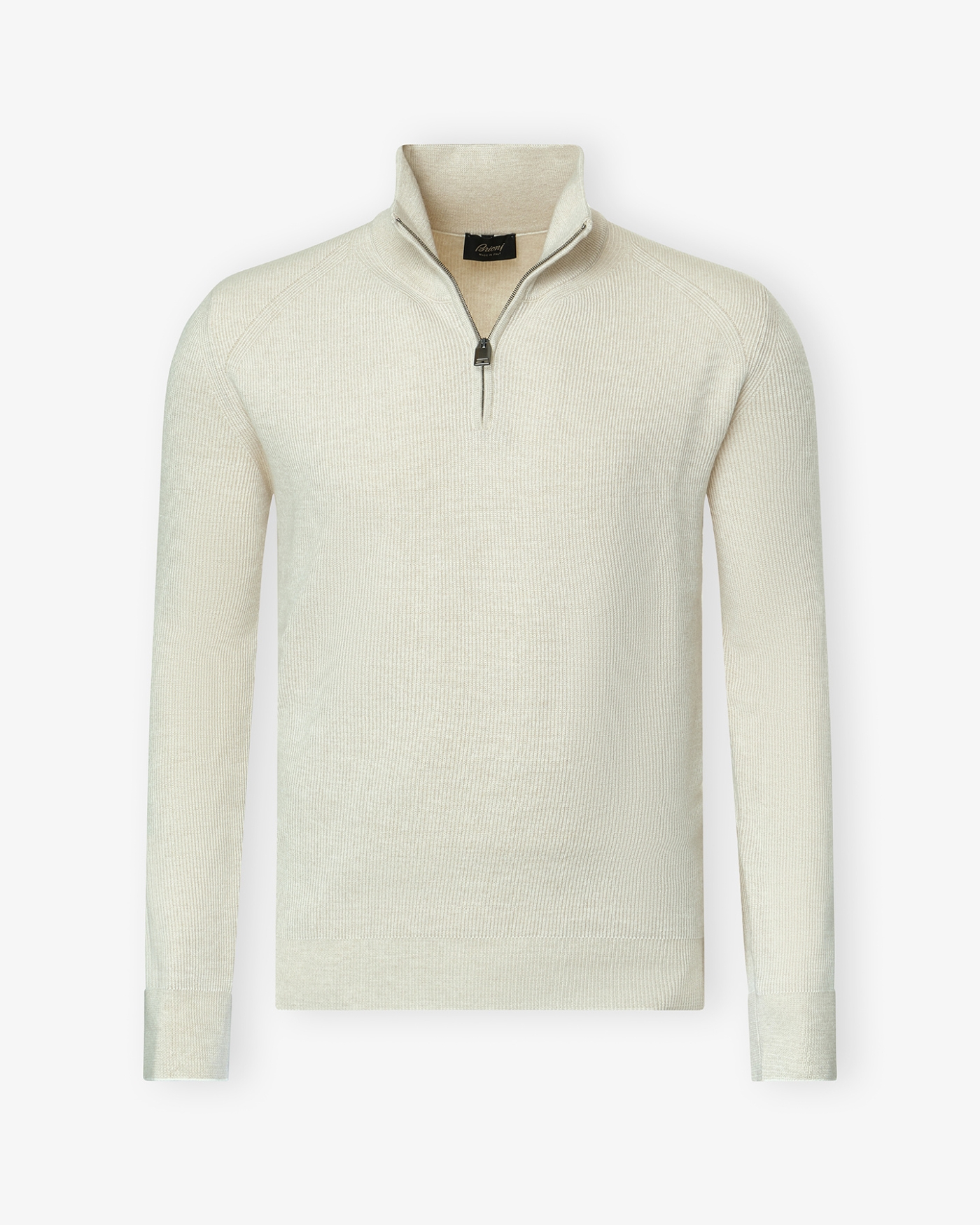 Brioni - Half zip cashmere wool - Cream white