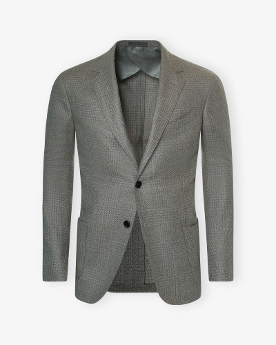 Corneliani - Check jacket wool silk - Greige melange