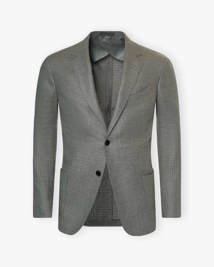 CORNELIANI Corneliani - Check jacket wool silk - Greige melange