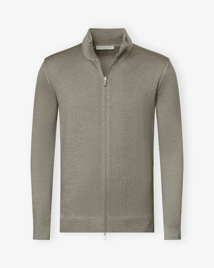 LES HOMMES D'AMSTERDAM LHDA - Full zip virgin wool - Washed greige 159662213