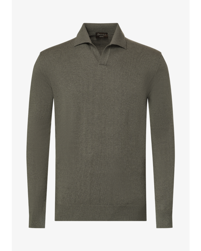 DORIANI CASHMERE DC - Buttonless polo-shirt - Cashmere - Olive Brown