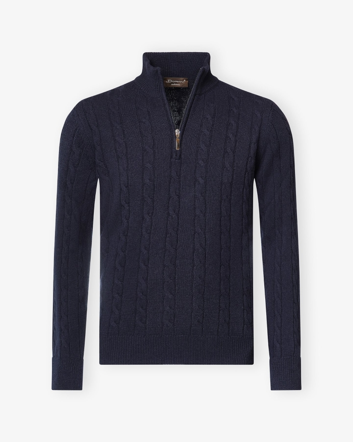 DORIANI CASHMERE Doriani Cashmere - Half zip cable cashmere - Navy 159763992