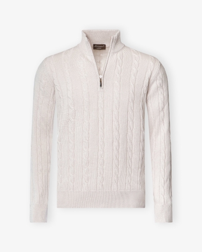 Doriani Cashmere - Half zip cable cashmere - Offwhite