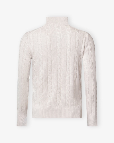Doriani Cashmere - Half zip cable cashmere - Offwhite
