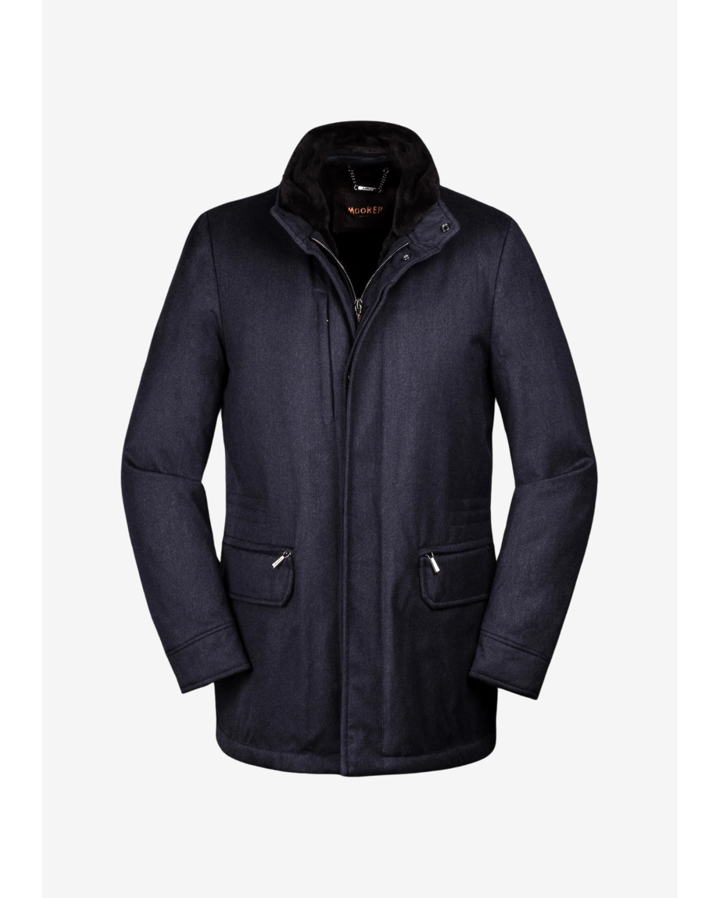 MooRER - Water proof field coat cashmere with fur - Navy