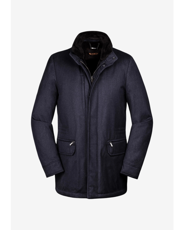 MOORER MooRER - Water proof field coat cashmere with fur - Navy