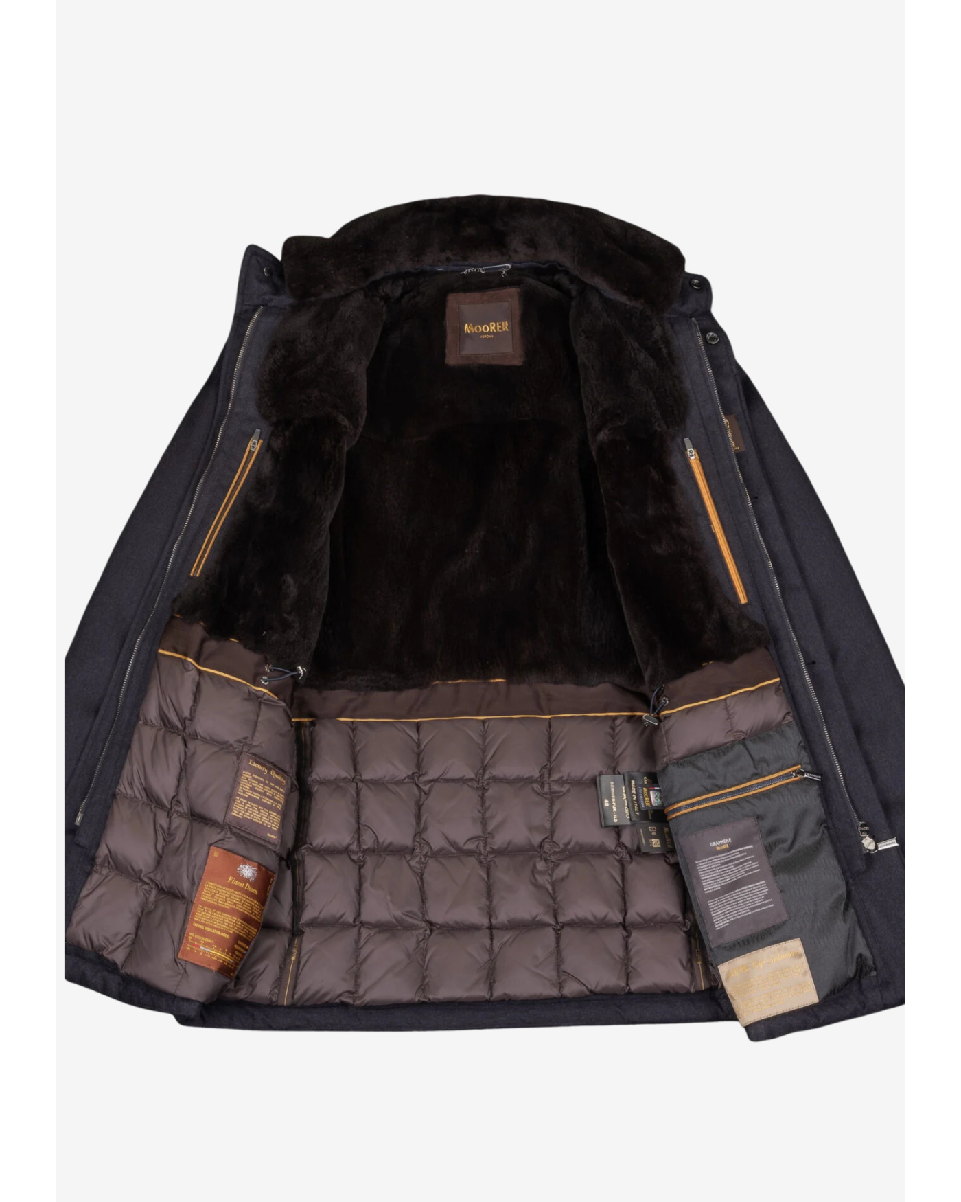 MooRER - Water proof field coat cashmere with fur - Navy