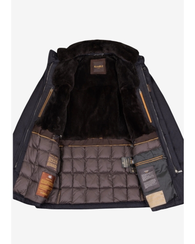 MooRER - Water proof field coat cashmere with fur - Navy