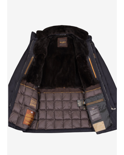 MooRER - Water proof field coat cashmere with fur - Navy